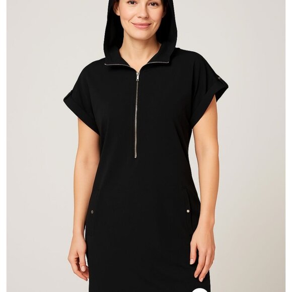 Chico's Dresses & Skirts - NWT Chico’s Zenergy Neema Summer Sport Dress with Hood – Size 2 (M/10–12) – Blac
